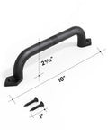 10 Inch Barn Door Pull Handle and Gate Handle in Rustic Black Aluminum with screws, shown with ergonomic chamfered edges