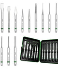 12 Piece Punch And Chisel Set With Carrying Case For Metalworking Including Flat Chisels Center Punches Pin Punches And Conical Punch