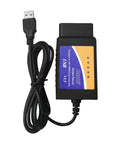 OBD2 USB Diagnostic Adapter and Coding Tool with MSCAN HSCAN Switch for Windows OBDII Scanner, black PVC casing, USB cable