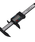 YUEHISY Digital Caliper Mini LED 0 100mm Plastic Lightweight Portable measuring tool with LED display and buttons, side view.