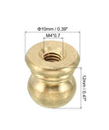 20 Pack M4x0.7 Brass Threaded Cup Caps for Lamp Finials Knobs Decorative Nuts, 10mm Ball Style Screw Cap, Brass Tone, Close-up