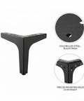 Close-up of Black Cold Rolled Steel Furniture Leg 3.9 Inch Height Replacement for Sofa, Cabinet, And Table, Tough As Nails Heavy Duty Metal Support