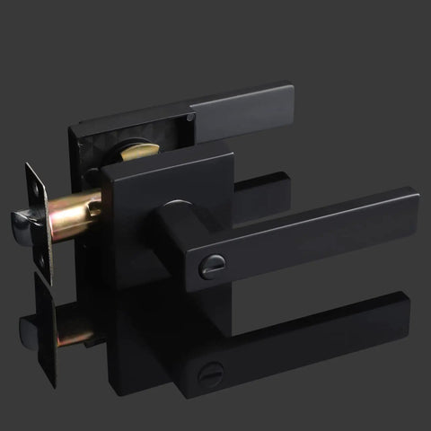 Six Pack Privacy Door Handles Black No Keys For Bedroom And Bathroom Interior Levers Modern Square Door Knobs