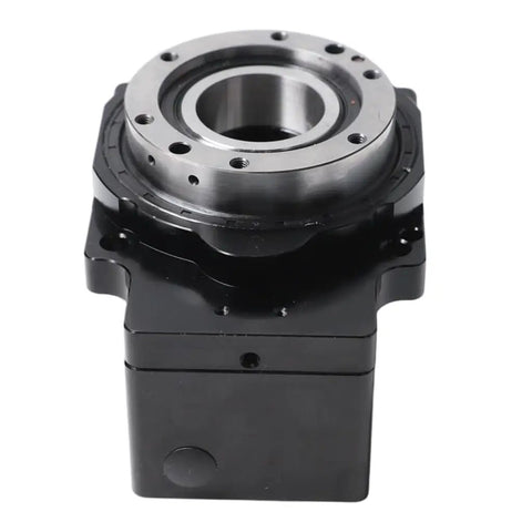Hollow Rotary Actuator Built Tough With 10 To 1 Gear Ratio And Nema 23 Stepper Motor for precision positioning, shown from top angle