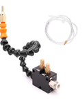 Heavy Duty Acid Resistant Coolant Sprayer With Adjustable Nozzle And Slick Mist Setup For Drill Presses and Workshop Lubrication with flexible arm and connectors.