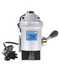 Lightweight Portable Magnetic Drill Press Built Like A Tank With Massive 3300 Lbs Pull Force And Compact Low Profile Design For Hassle Free Metalworking Up To One Three Eighths Inch Diameter front view showing the motor and control handle.