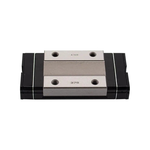 Rock Solid SHW35CA Linear Guide Block Slider Bearing top view showing metal and black plastic build for CNC projects.