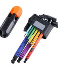 Get Your Hands On This 9 Pcs Long Arm Hex Key Set L Wrench Kit For Serious Screw Repair. Made From Hardened Steel With Hrc62 Rating To Prevent Breakage And Offer Non-Slip Grip For Pros And Hobbyists Alike Who Need Reliable Tools That Actually Last, 9 pcs folding hex key set with colored handles