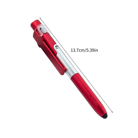 5 Must-Have Multifunctional Ballpoint Pens With 4-In-1 Writing, LED Light, Foldable Phone Stand, Smooth Fast-Dry Ink, Smudge-Resistant, Clip On Pocket Or Notebook, Lightweight Desk Accessory Gift, red 13.7cm pen