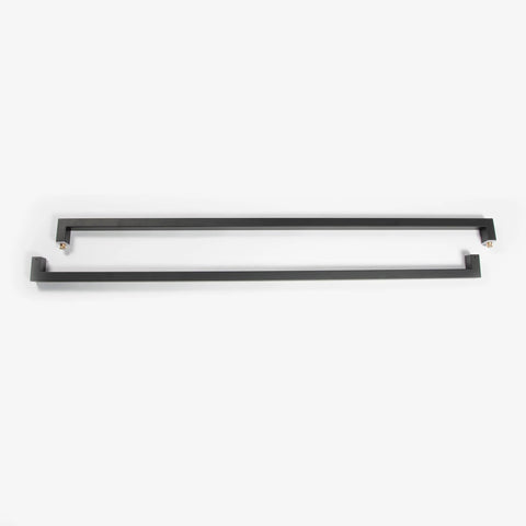 Black Stainless Steel 72 Inch Flat Bar Door Pull Dope Modern Square Rectangle Handle For Interior Exterior Doors, Shower Glass, Sliding Barn Doors, Contemporary Finish, Compatible With 3.3 Inch Thick Doors And 1.65 Inch Projection on plain background