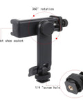 Universal Phone Tripod Mount Adapter with 360 Degree Rotation for Hot Shoe Cameras and DSLRs, 1/4 Inch Screw detail view