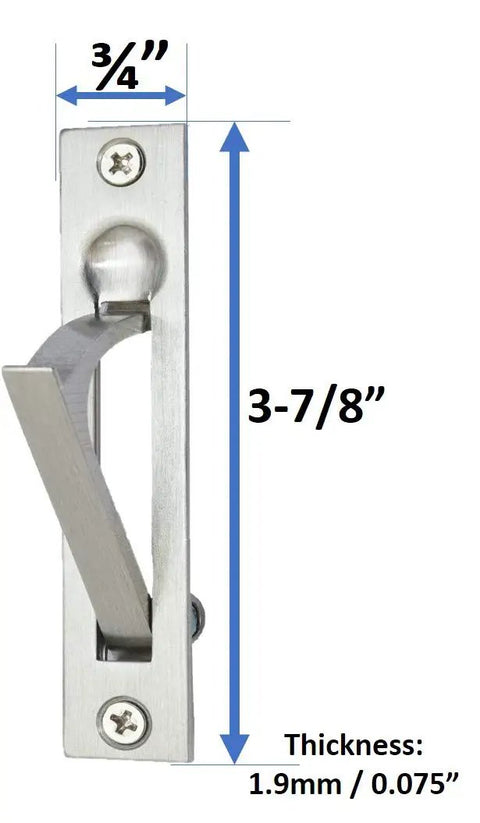 Edge Pull In Solid Brass With Matte Black Finish For Pocket And Sliding Doors, 3.875 Inch Length, 0.75 Inch Width, Center To Center 3.375 Inch, Includes Mounting Hardware, Durable Modern Door Hardware Made In Taiwan