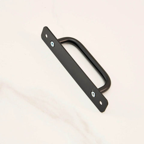 Black Aluminum Alloy Barn Door Handle Pull for Cabinets and Sliding Doors, durable hardware for closets and drawers, easy grip, 5.82in