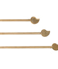 Three brass leaf-shaped locking pins from Brass Chinese Cabinet Latch Set 3 Pack Locking Pins For Drawers Wardrobes And Doors