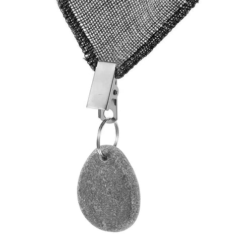 No Slip Marble Tablecloth Weights With Clips, grey pendant stone, metal clip holding table cover