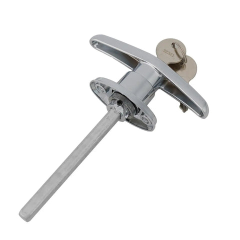 Zinc Alloy T Handle Lock With Rear Fix, Keyed Differ For Caravan RV Trailer Shed And Campervan, Silver, weatherproof