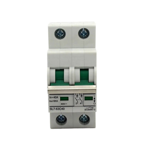 Gutsy 2 Pole 40 Amp Solar DC Circuit Breaker 50 Piece Bulk Lot hardened with green modules for photovoltaic systems.