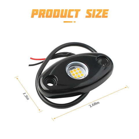 Four Pod LED Rock Lights Kit For Trucks And Off Road Rigs IP67 Waterproof Underbody Glow Lighting With Ultra Bright LEDs product size
