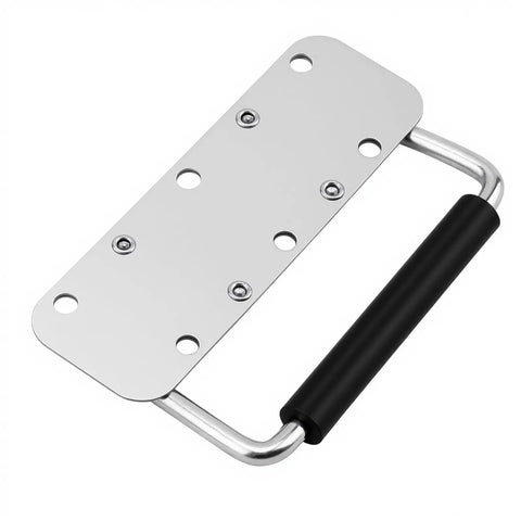 Heavy Duty 8 Pack Spring Loaded Case Handles With Rubber Grip, Folding Surface Mount Chest Hardware For Flight Bags And Speaker Cabinets, Silver Cast Iron Construction Built Like A Tank For Road Warriors