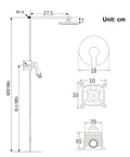 CUTPOIY Luxury Chrome Concealed Shower System - Round Wall-Mounted Rain Shower Set with Brass Mixer dimensions diagram in centimeters.