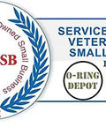 Badge displaying 'Service Disabled Veteran Owned Small Business' with O-Ring Depot and Professor Foam logos.
