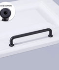 Close-up of 10 Pack Matte Black Kitchen Cabinet Pulls 5 Inch Center To Center 128mm Zinc Alloy Solid Round Drawer Handles installed