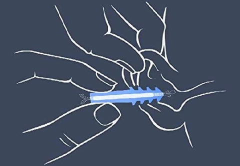 Illustration showing insertion of Plus 3 Pairs Of Latex Free Earplugs For Flying Adult Size With CeramX Filter Technology into ear