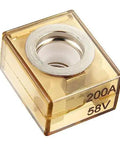 Heavy Duty 200A MRBF Terminal Fuse With Badass Durability And No Fuss Marine Battery Protection 58V DC Max IP66 Waterproof Circuit Guard For Cars RVs And Charging Units Pack Of Two in clear plastic casing.