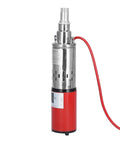 Hella Durable Stainless Steel Solar and DC 12V Submersible Sump Pump showing metal body and red base for clean water transfer.