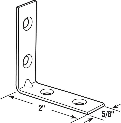 Diagram of Angle Corner Bracket 2 Inch Steel Construction Zinc Plated 4 Hole Flush Screw Holes for Flat Head Screws