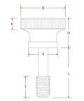 Diagram of M3x10mm Captive Screws With Knurled Thumb Head, showing dimensions for metal enclosures and electronics equipment chassis.