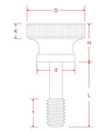 Stainless Steel M3 X 12 MM Knurled Thumb Head Captive Panel Screws dimensions diagram showcasing details and measurements.