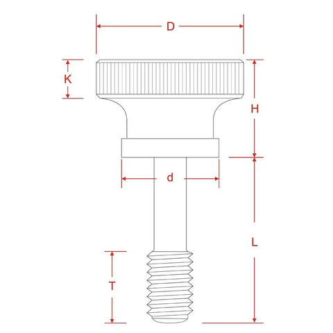 Stainless Steel M3 X 12 MM Knurled Thumb Head Captive Panel Screws dimensions diagram showcasing details and measurements.