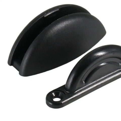 Durable Black Nylon Door Catch Stopper Latch holds open cupboard RV, boat, and drawer to protect walls from damage.