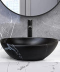 USZWBY Vessel Sinks Bathroom Vessel Sink Creative Balcony Art Wash Basin Ceramic Black Washbasin with modern design.