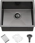 20 By 17 Inch Gunmetal Black Stainless Heavy Duty Undermount Kitchen Bar Sink With Nano Black Ti Scratch And Stain Resistant Surface