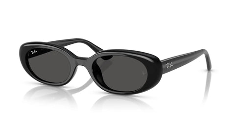 Dope Low Bridge Fit Oval Sunglasses in Black and Dark Grey, 53 mm lens width, small frame for narrow faces, bio-based polished black frame.