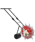 Hand Push Garden Seeder With Roller Seed Planter And Fertilizer Applicator, Semi Automatic Seed Drill on white background