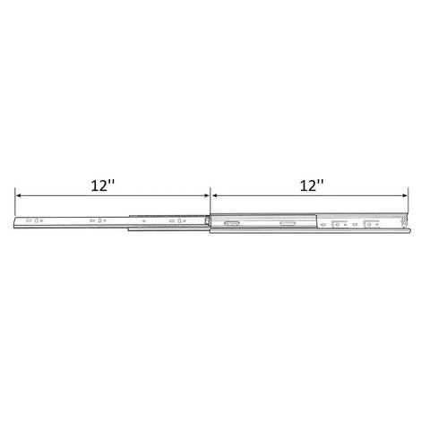 Heavy Duty 12 Inch Full Extension Ball Bearing Drawer Slides Built Like A Tank For Rock Solid Performance And Silky Smooth Glide top view showing 12 inch length