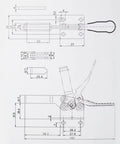 Beefy Vertical Clamp Set Three Pack With 90 Kg 198 Lbs Max Clamping Force Quick Release Woodworking Clamp Lever Action And 60 Degree Handle Opening For Secure Smooth Clamping technical drawing with dimensions