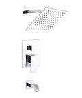 Top Notch Chrome Shower System With Rainfall Head Wall Mounted Faucet With Tub Spout Handle Set Trim Kit And Rough In Valve All Metal Construction