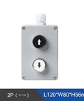 Front view of a metal two-button push-button control box with up and down arrows, explosion-proof waterproof enclosure