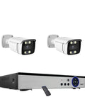 Hella Durable 8CH POE Security Camera Kit With Slick AI Face Detection And Zero Stress 4K Ultra HD Footage For Bulletproof Outdoor Home Surveillance Setup Today, featuring two white bullet cameras and a recorder.