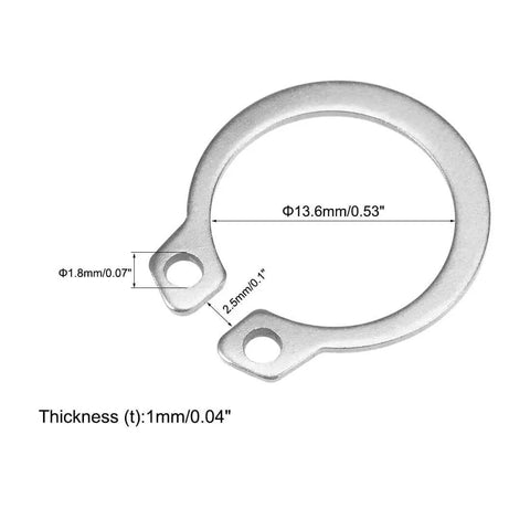 Diagram of 17mm External Circlips C Clip Retaining Rings 304 Stainless Steel Shaft Snap Rings Set of 50 for Machinery and Equipment