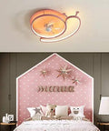 Sleek Ultra Slim Ceiling Fan And Lighting Combo Delivers Smooth Air Circulation For Modern Bedrooms And Living Spaces above a pink themed bedroom with decorative wall.
