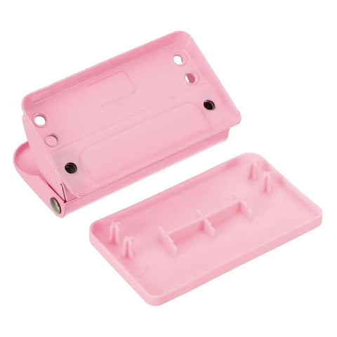 Open view of 2 Hole Paper Punch One Quarter Inch Pink Metal Hole Puncher with confetti tray, handles up to 8 sheets, 6 mm hole punch