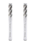 Two 1/4-inch HSS 4-flute end mills with straight shanks