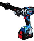 Professional 18V Brushless Hammer Drill Driver Kit With 8 Ah Battery Pack And 1330 Inch Pound Torque No Nonsense Heavy Duty Workhorse Built Tough For Serious Contractors Renewed, side view of drill driver.