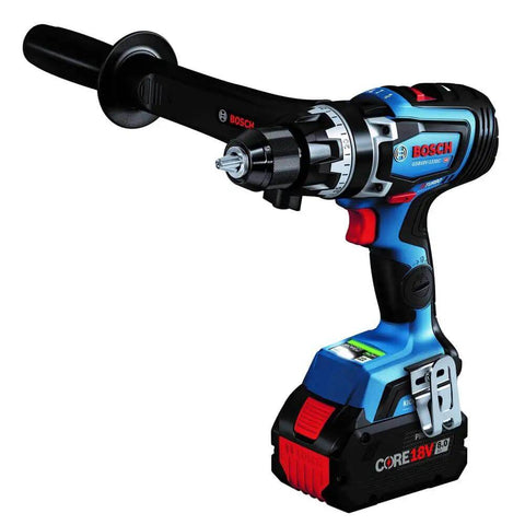 Professional 18V Brushless Hammer Drill Driver Kit With 8 Ah Battery Pack And 1330 Inch Pound Torque No Nonsense Heavy Duty Workhorse Built Tough For Serious Contractors Renewed, side view of drill driver.