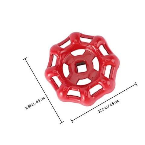 Red cast iron valve hand wheel handle for water fittings, 2.55in diameter, 10 Pack Cast Iron Valve Hand Wheel Handles For Water Fittings With Reliable Sealing And Easy Open Close Flat Bottom Design For Garden Hose Valve Replacement And Durable Manual On Off Operation.